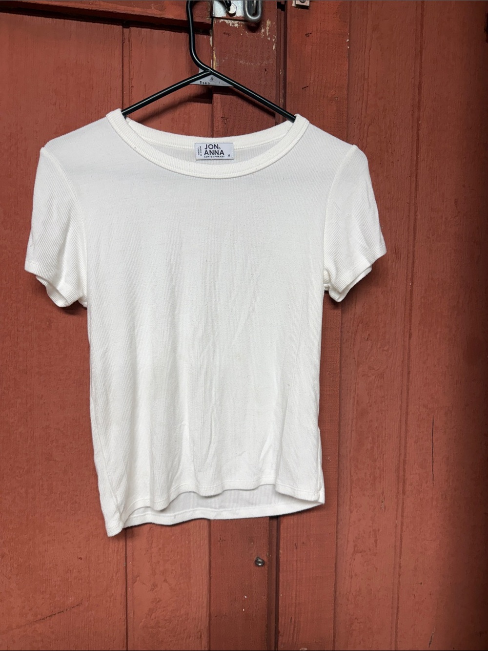 Jon & Anna Cream Ribbed Short Sleeve Tee